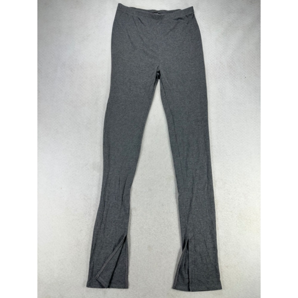Fashion Nova Womens XL Gray Ribbed Knit High Waisted Side Slit Leggings